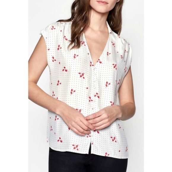 Equipment Tops - Equipment Allure V-Neck Cap Sleeve Silk Button Down Blouse Sz 8 Medium NWOT